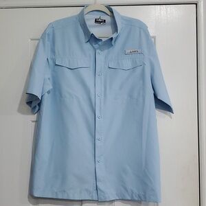Habit Men’s 40+ Solar Factor Vented Blue Fishing Shirt Size Medium WORN ONCE